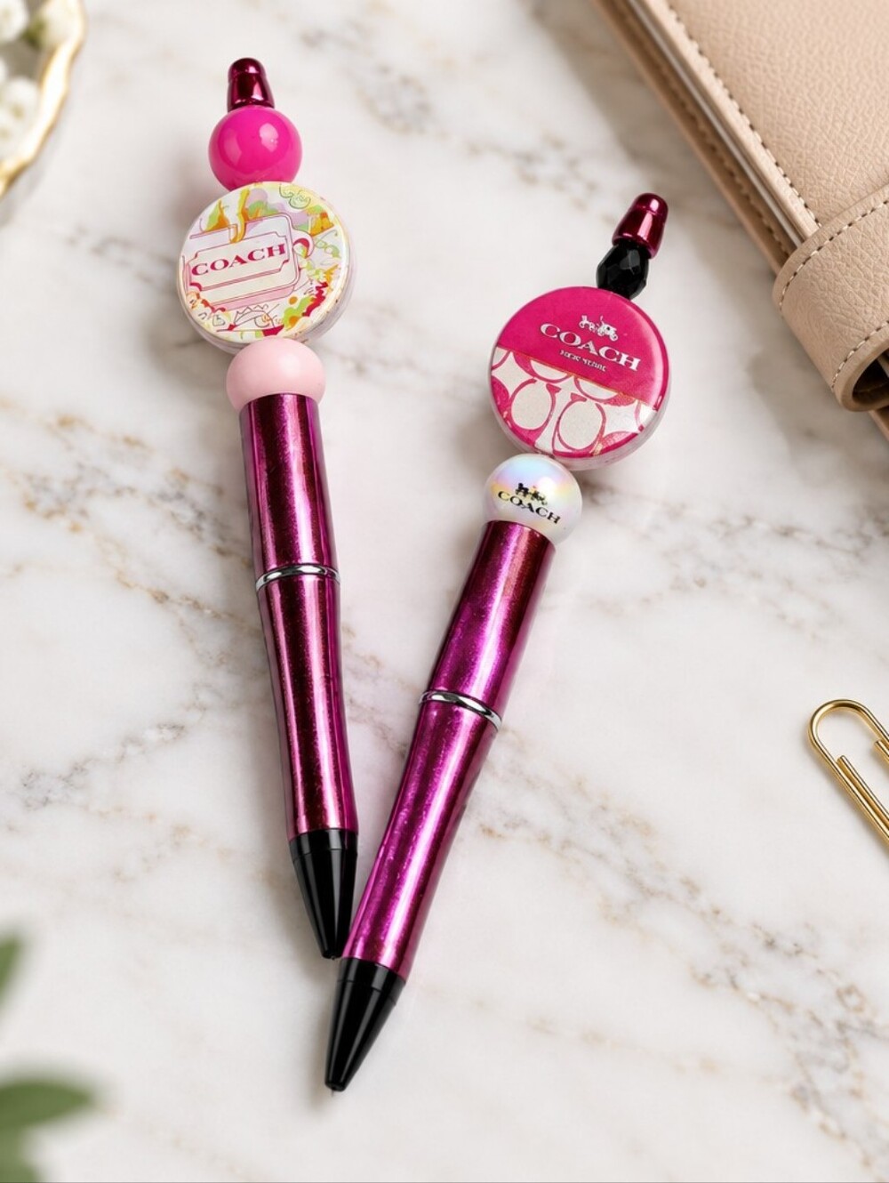 x2 Handcrafted Beaded Pens Design